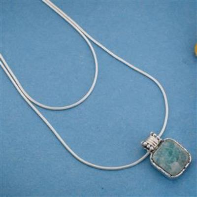 Amazonite Rough Gemstone Sterling Silver Pendant | Akrati Jewels Inc