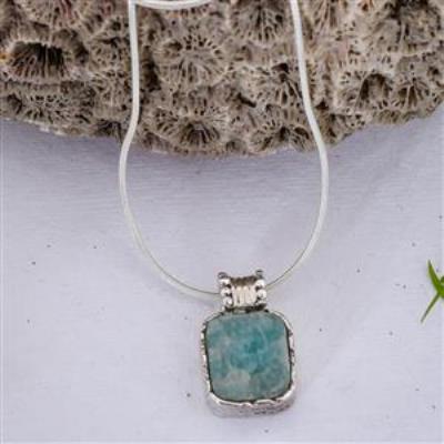Amazonite Rough Gemstone Sterling Silver Pendant | Akrati Jewels Inc