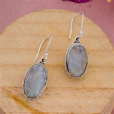 Handcrafted Moonstone 925 Silver Dangle Hook Earrings | Akrati Jewels Inc