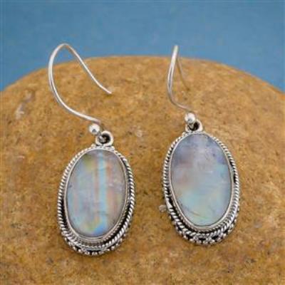 Handcrafted Moonstone 925 Silver Dangle Hook Earrings | Akrati Jewels Inc