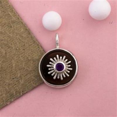 Designer Amethyst Stone Set in Smoky Quartz Silver Pendant Jewelery | Akrati Jewels Inc