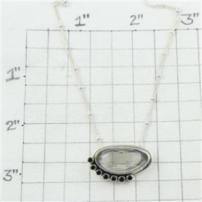 Crystal & Black Onyx Sterling Silver Necklace Wholesale Jewelry | Akrati Jewels Inc
