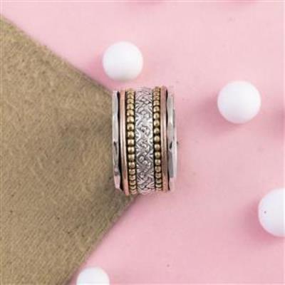 Three Tone Sterling Silver Fine Spinning Ring Jewelery Wholesaler | Akrati Jewels Inc