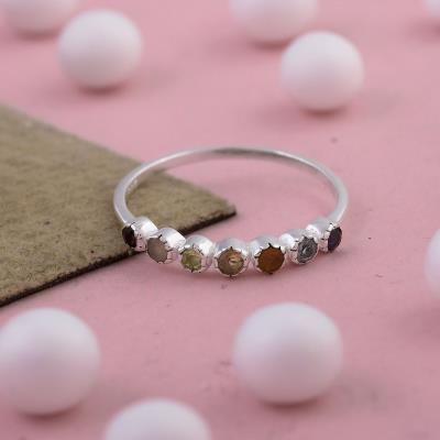 Multi stone Sterling Silver Ring Jewelry | Akrati Jewels Inc