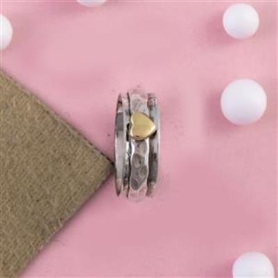 Heart Design Sterling Silver Spinner Ring Jewelery | Akrati Jewels Inc