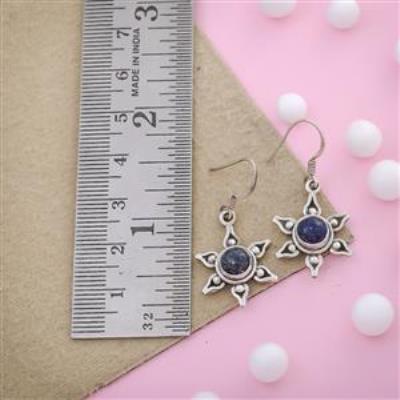 Star design Sterling Silver Lapis Lazuli Earring | Akrati Jewels Inc