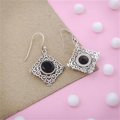 South West Black Onyx Sterling Silver Earring Jewelry | Akrati Jewels Inc