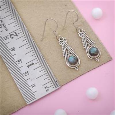 Labradorite Gemstone Sterling Silver Earring Wholesale Silver Jewelery | Akrati Jewels Inc