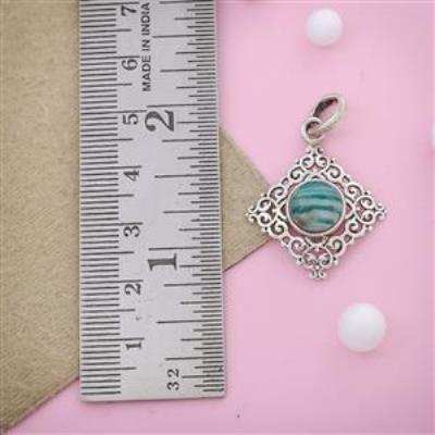 Green Stripped Agate Sterling Silver Pendant Jewelry | Akrati Jewels Inc