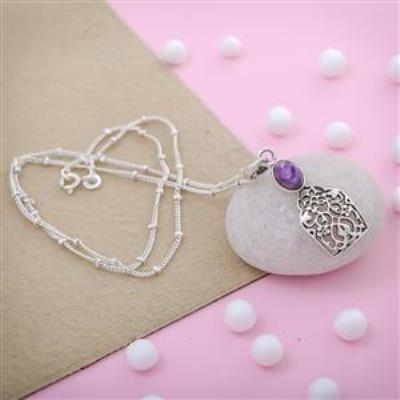Charoite Gemstone 925 Sterling Silver Jewelry Pendant | Akrati Jewels Inc
