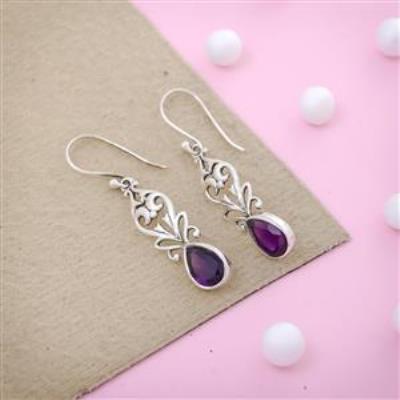 Amethyst Gemstone Sterling Silver Earring Online Gemstone Jewelery | Akrati Jewels Inc