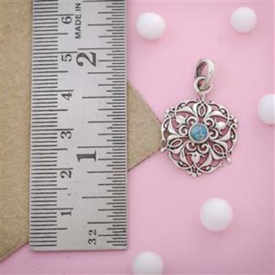 Blue Copper Turquoise Silver Pendant Gemstone Jewelery | Akrati Jewels Inc