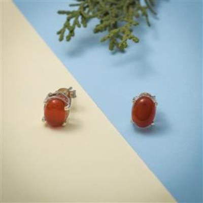 Carnelian Gemstone Silver Stud Earring Online jewelry Suppliers | Akrati Jewels Inc