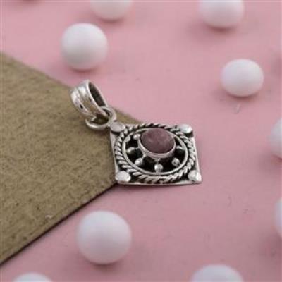 Vintage Sterling Silver Rhodochrosite Pendant | Akrati Jewels Inc