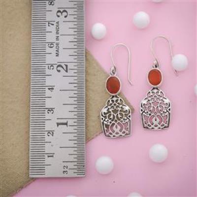 Carnelian Gemstone Sterling Silver Earring Jewelry | Akrati Jewels Inc