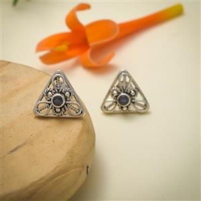 Iolite Gemstone Silver Earring Stud Online Gemstone Jewelery | Akrati Jewels Inc