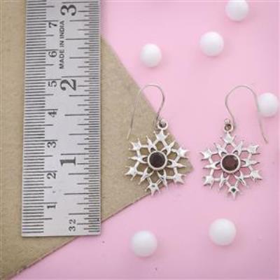 Flower Design Smoky Quartz Gemstone Silver Earring | Akrati Jewels Inc