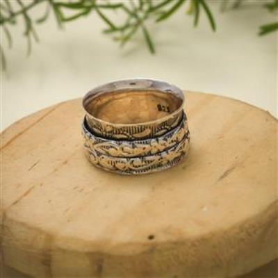 Texture Band Sterling Silver Spinner Ring Jewelry | Akrati Jewels Inc