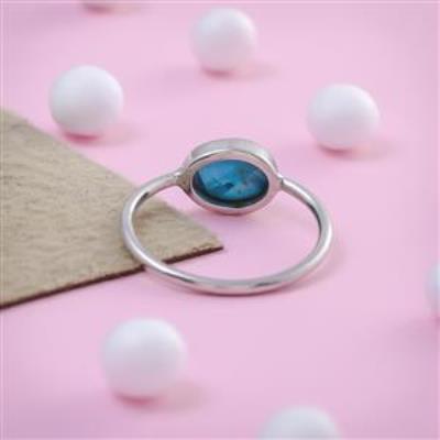 Natural Apatite Gemstone Sterling Silver Dainty Ring Jewelry | Akrati Jewels Inc