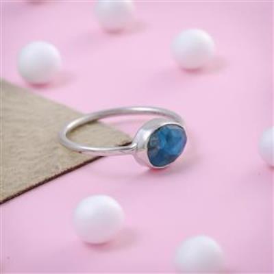 Natural Apatite Gemstone Sterling Silver Dainty Ring Jewelry | Akrati Jewels Inc