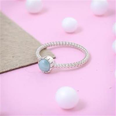 Twisted Wire Sterling Silver Larimar Fine Ring | Akrati Jewels Inc