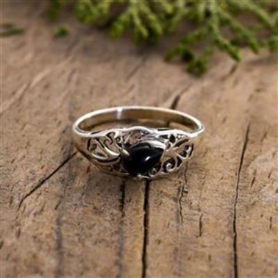 Artistic Black Onyx Sterling Silver Ring | Akrati Jewels Inc