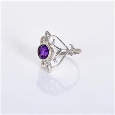 Artistic amethyst gemstone silver fine ring | Akrati Jewels Inc