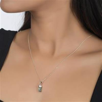 Green Tourmaline Rough Pencil Sterling Silver Pendant  | Akrati Jewels Inc
