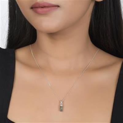 Green Tourmaline Rough Pencil Sterling Silver Pendant  | Akrati Jewels Inc