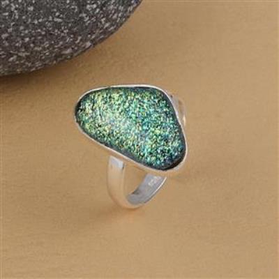 Dichroic Glass Ring In 925 Sterling Silver | Akrati Jewels Inc