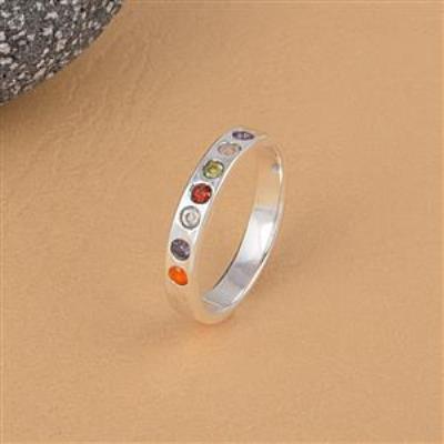 Chakra Multi-Stone ring in 925 Sterling Silver | Akrati Jewels Inc