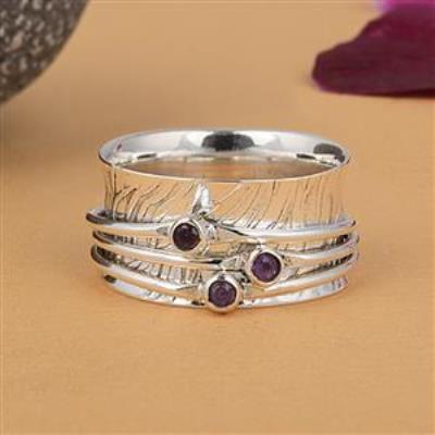 Natural Amethyst Gemstone Sterling Silver Spinner Ring Wholesale | Akrati Jewels Inc