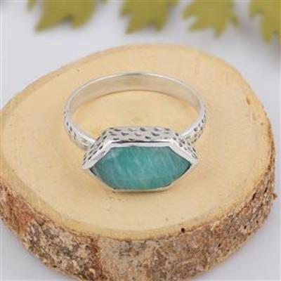 Amazonite Gemstone Ring Handmade 925 Sterling Silver | Akrati Jewels Inc