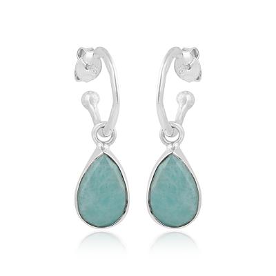 Amazonite gemstone earring in 925 Silver Wholesale jewelry vendors | Akrati Jewels Inc