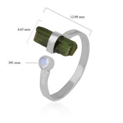 Tourmaline Adjustable Pencil Ring In 925 Sterling silver | Akrati Jewels Inc