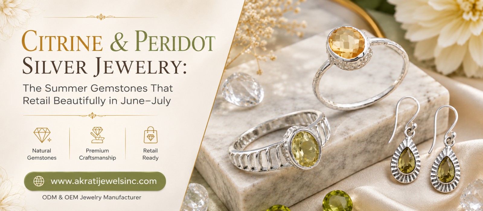 Citrine and Peridot Silver Jewelry