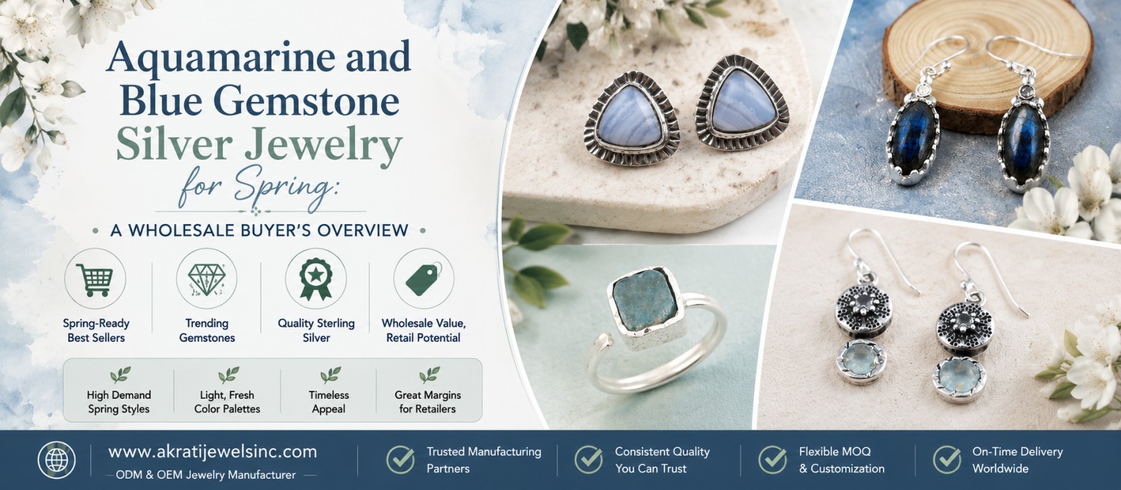 Aquamarine and Blue Gemstone Silver Jewelry