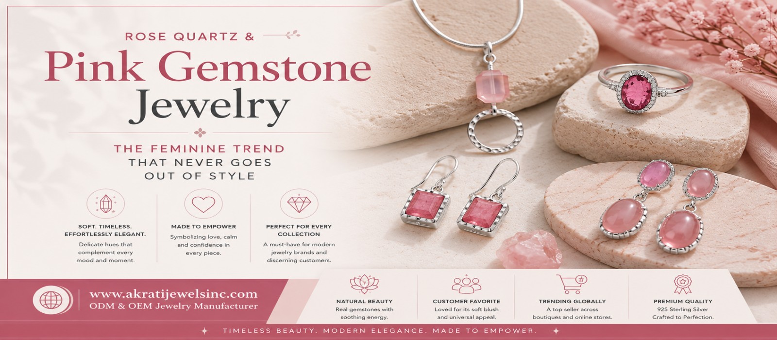 Rose Quartz and Pink Gemstone Jewelry