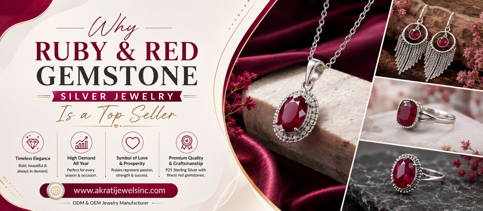 Red Gemstone Silver Jewelry
