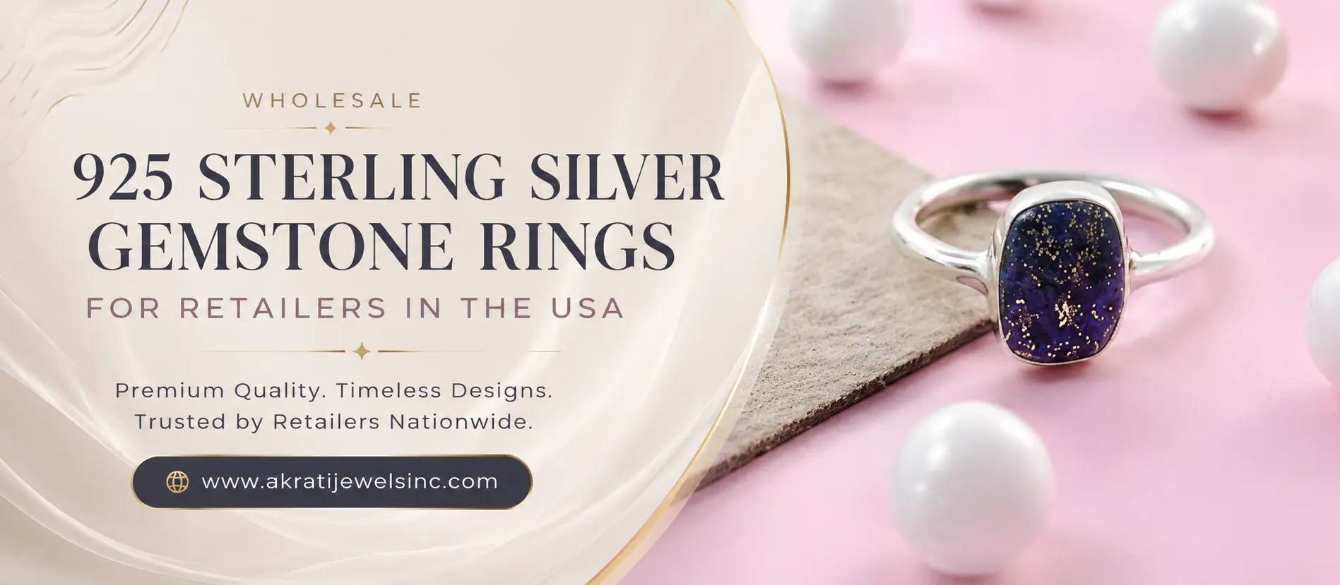 Wholesale 925 Sterling Silver wtih Gemstone Rings for Retailers in the USA Akrati Jewels Inc
