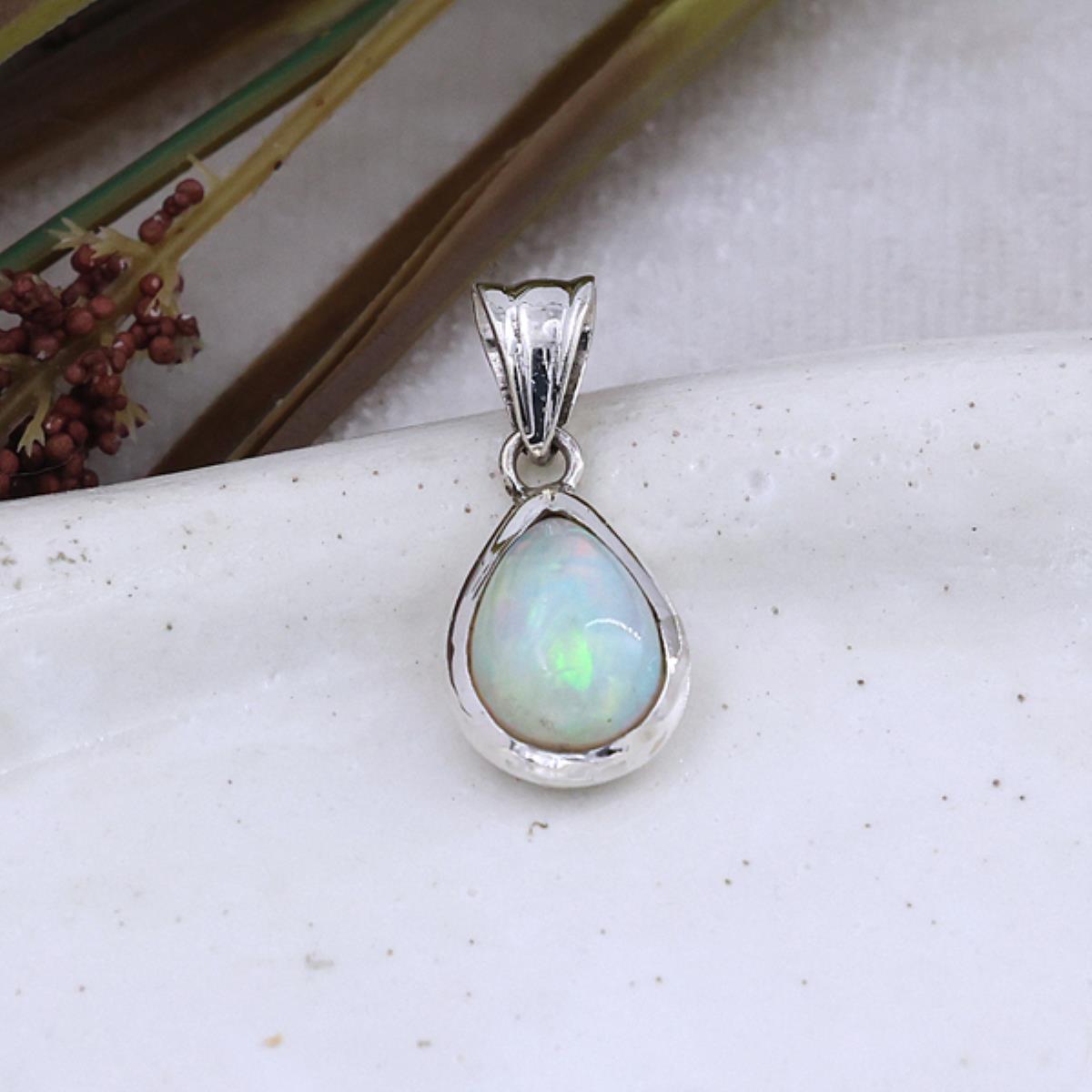 Genuine Ethiopian Opal Pear Shape Pendant  | Akrati Jewels Inc