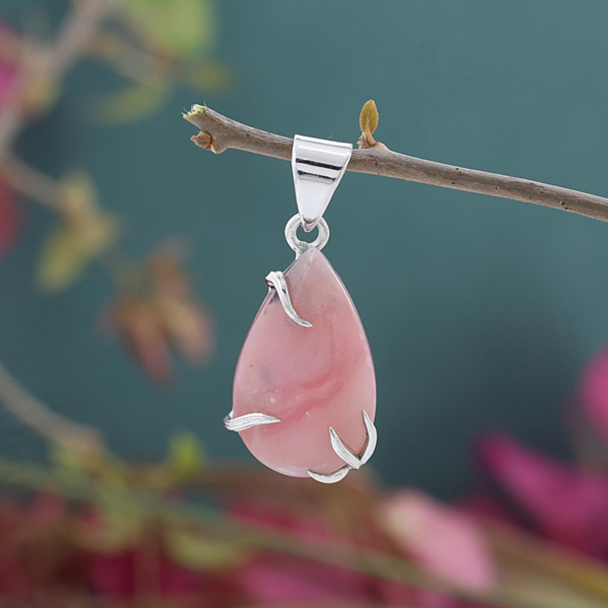 925 Silver Pink Opal Boho Style Pendant Jewellery for Girls | Akrati Jewels Inc