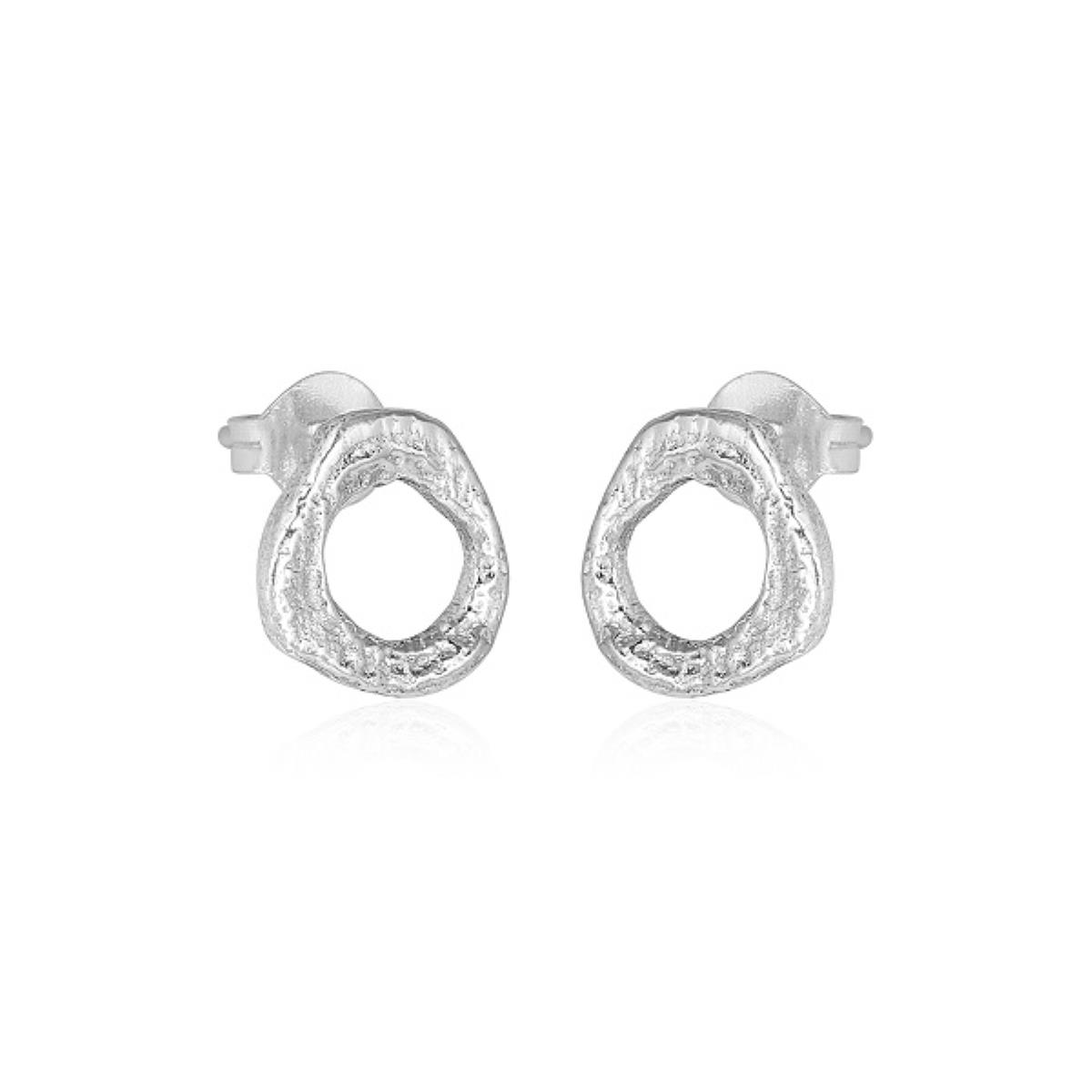 Minimalist Organic Circle 925 Silver Textured Stud Earrings Fine Jewelry Distrinutor | Akrati Jewels Inc