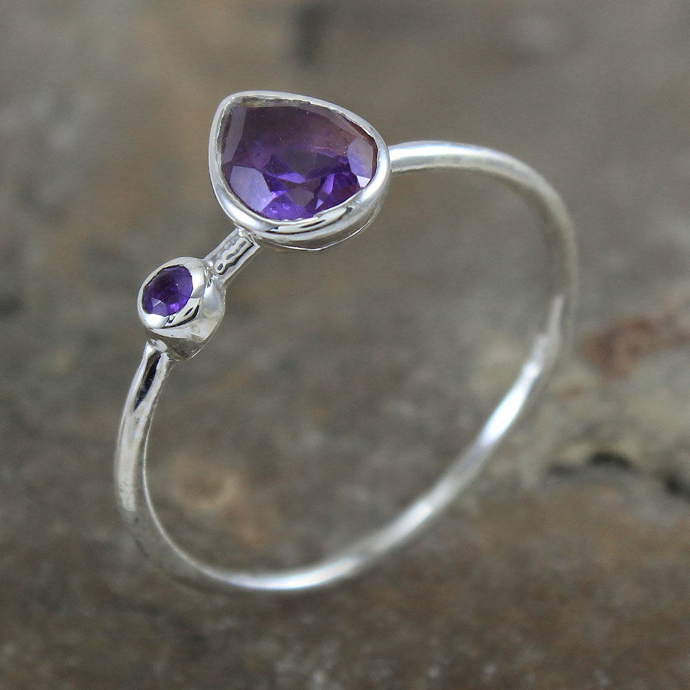 Natural amethyst ring-faceted amethyst ring-cocktail ring-gemstone ring-925 silver ring-purple amethyst ring-natural gemstone ring