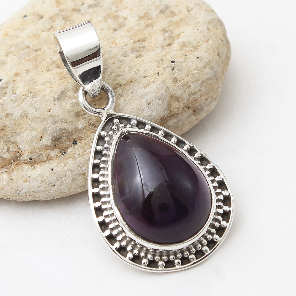 Eternity Amethyst Gemstone Sterling Silver Pendant Jewellery | Akrati ...