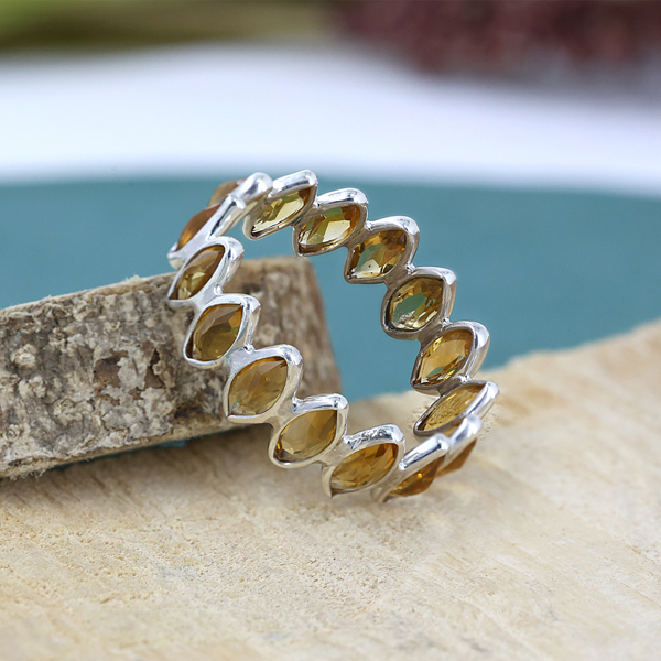 Handmade Multigemstone Cocktail Ring - Sterling Silver With Citrine, Blue Topaz, Peridot, 'Splendid Bamboo'
